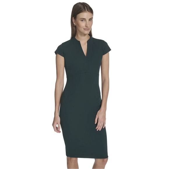 Andrew Marc Dark Green Cap Sleeve Midi Dress | Workwear | NWT - Picture 4 of 8